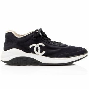 CHANEL black and white nylon Athletic Shoes / Sneakers